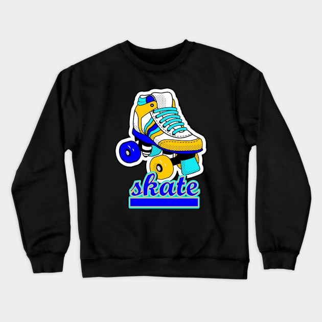 Retro Roller Skate Crewneck Sweatshirt by AlondraHanley